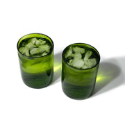 Set of Four Upcycled Glass Bottle Drinkware - Green 11oz glasses lifestyle