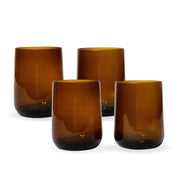 Set of Four Upcycled Glass Bottle Drinkware - 8oz Amber glasses