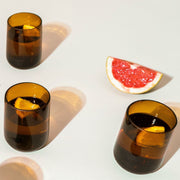 Set of Four Upcycled Glass Bottle Drinkware - 8oz Amber glasses lifestyle