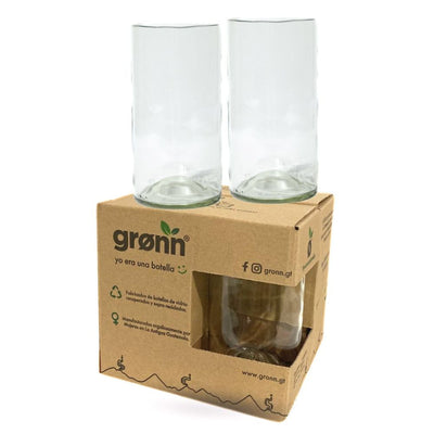 Set of Four Upcycled Glass Bottle Drinkware - Clear 15oz glasses
