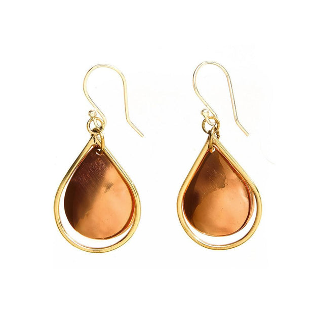 Copper and Brass Teardrop Earrings