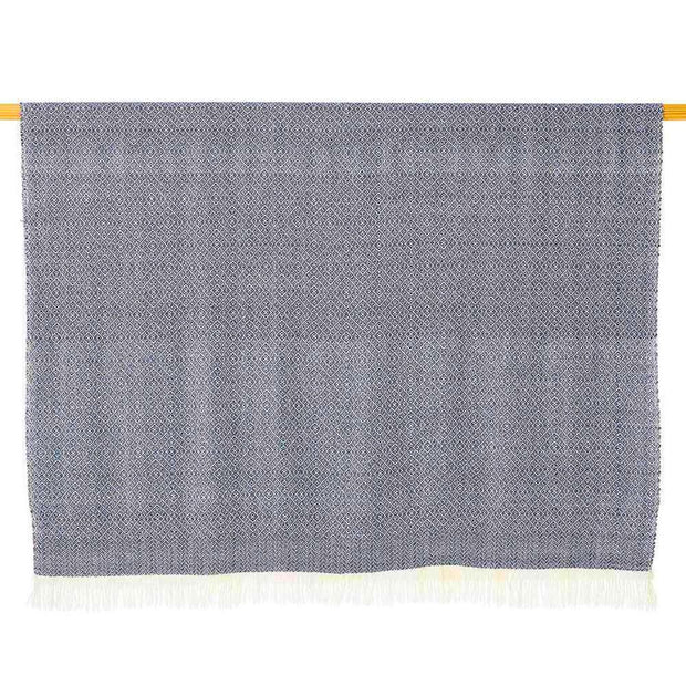 Blue and White Diamond Isla Alpaca Throw Blanket