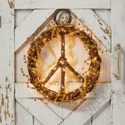17-inch Wood and Vine Peace Wreath DIY lights and ribbons