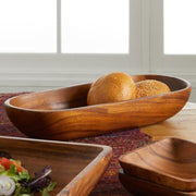 Acacia Wood Oval Serving Tray 16 inches long lifestyle