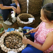 Galtang Vine and Wood Layered Peace Wreath being produced by its Filipino maker