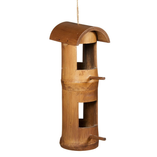 Double Decker Bamboo Bird Feeder