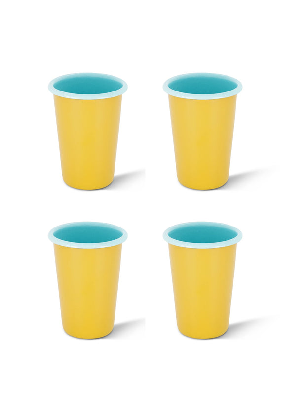 Two-Tone Large Enamel Tumbler  - Set of 4