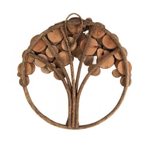 Tree of Life Wood Wall Art back view showing hook for hanging