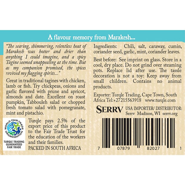 Back of label and ingredients for Harissa Spice Blend