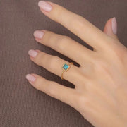 Jayne Turquoise Adjustable Square Ring on model