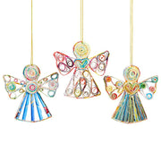 Quilled Recycled Paper Angel Ornaments - assorted