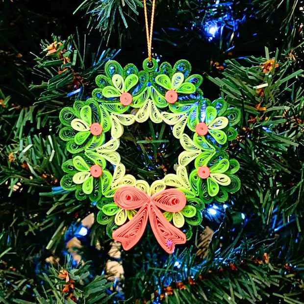 Quilled Paper Wreath Ornament lifestyle