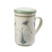 Dragonfly Ceramic Tea Infuser Mug closed with lid