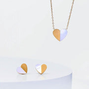 The Gift Hope Heart Gift Set in Gold showing the Give Hope Heart stud earrings with matching necklace