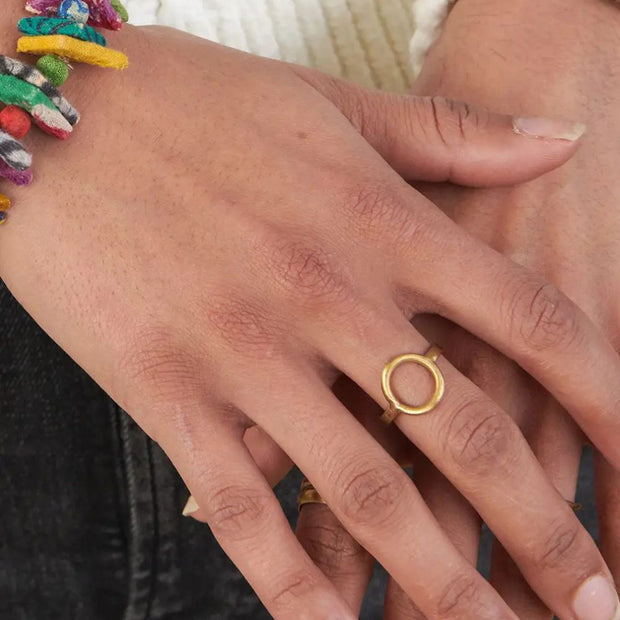 Gold-tone Petite Circle Adjustable Ring on model