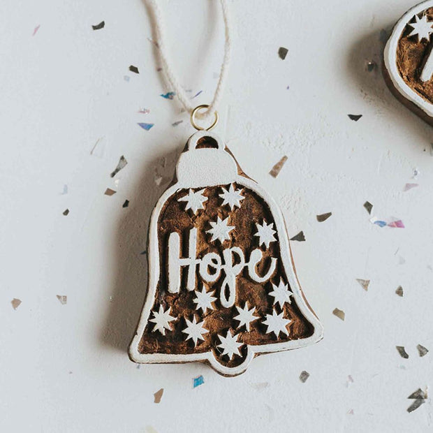 Hand-carved Wood Ornament - Hope styled