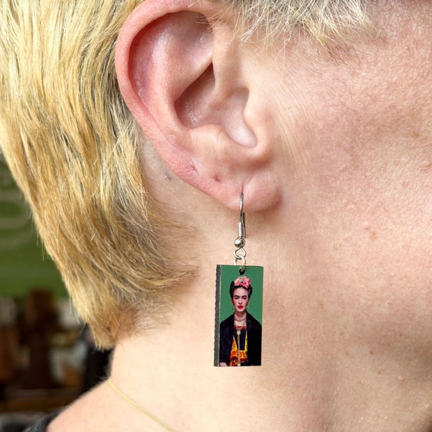 Frida Kahlo Dangle Earrings on model