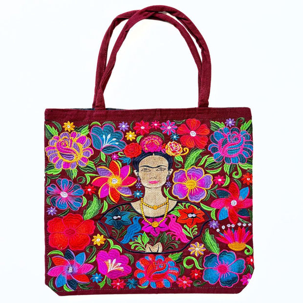 Frida Kahlo Embroidered Tote Bag Option B