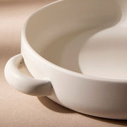 Stoneware Large Serving Plate with Handles Matte White detail