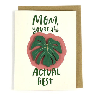 Actual Best Mom - Monstera Magnet with Greeting Card