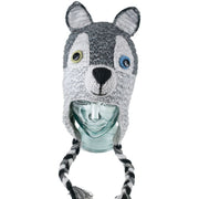 Adult Hand-knitted Animal Face Hat depicting a Wolf in a glass head
