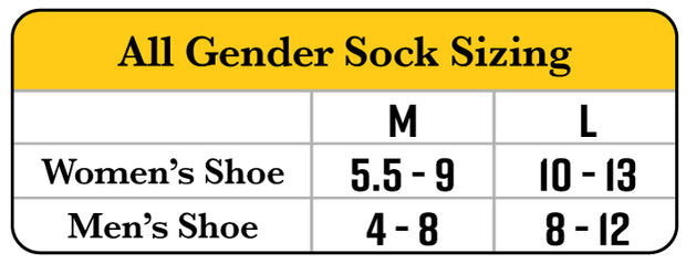 Maggie's Organics All Gender Sock Size Chart
