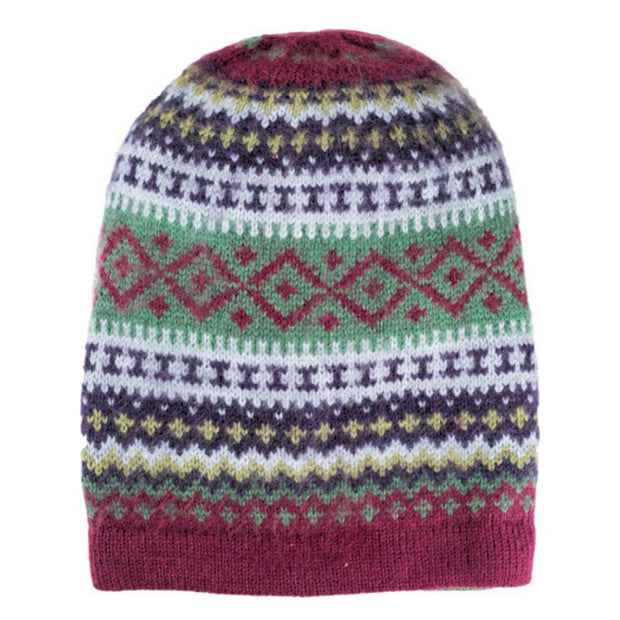 Sierra Knit Alpaca Blend Reversible Beanie - Berry