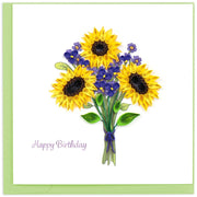 Birthday Sunflower Bouquet Quilled Greeting Card