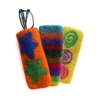 Colorful Felted Wool Eyeglass Case in assorted colors and designs