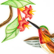 Rufous Hummingbird Quilled Greeting Card detail of flowers