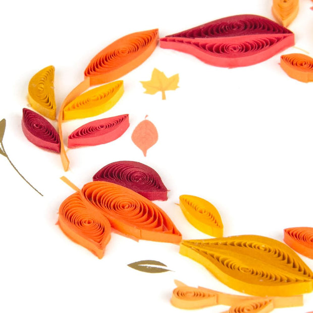 Fall Foliage Heart Quilled Greeting Card detail