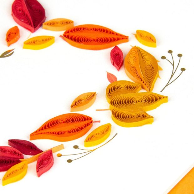 Fall Foliage Heart Quilled Greeting Card detail