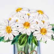 White Daisies in a Glass Jar Quilled Greeting Card detail