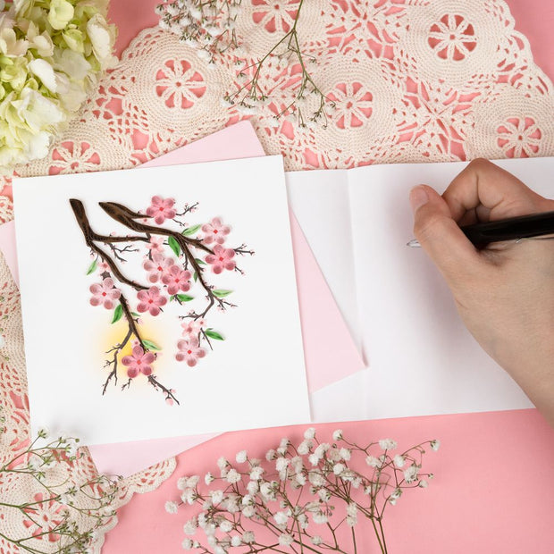 Quilled Cherry Blossoms Greeting Card lifestyle