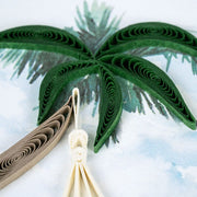 Beach Hammock Quilled Greeting Card detail of palm tree