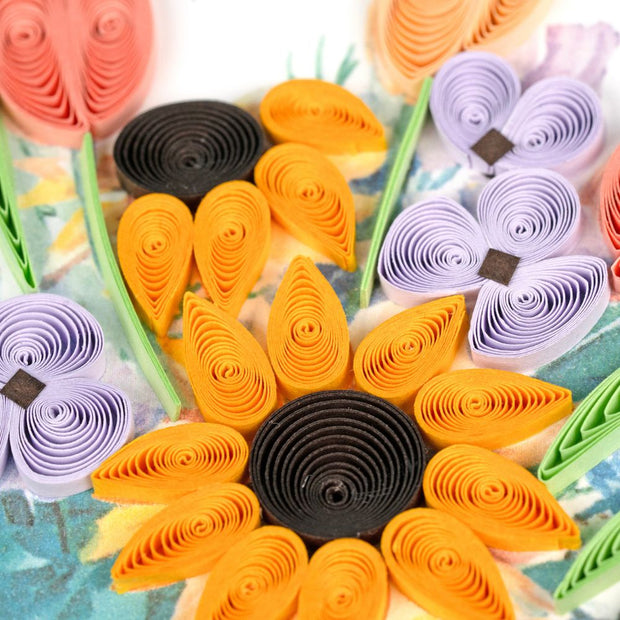 Garden Watering Can Quilled Greeting Card closeup detail
