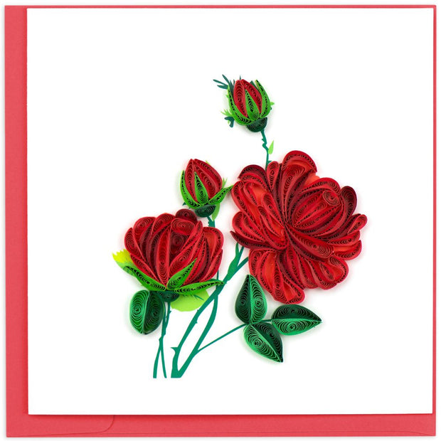 Quilled Red Roses Greeting Card