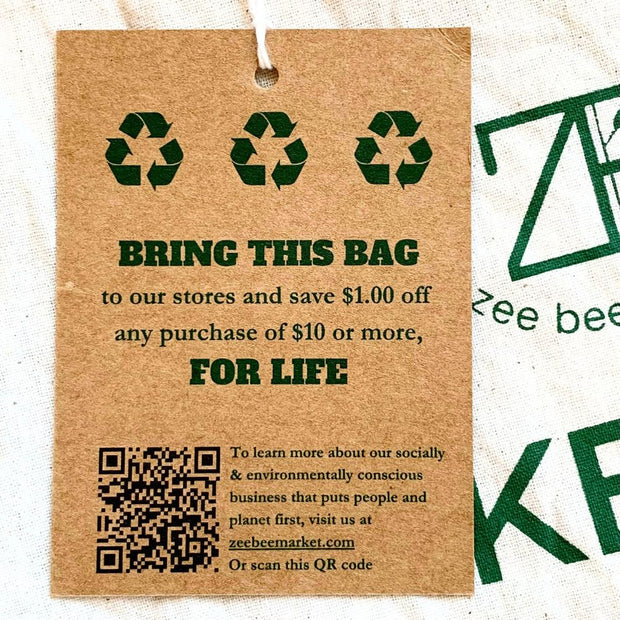 Keep Calm and Choose Fair Trade Markin Fabric Reusable Tote Bag with Save $1.00 with each purchase for life tag