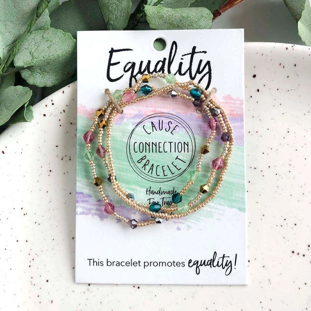 Cause Connection Bracelet with Multi Color beads- Promote Equality