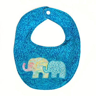 Cotton Batik Mama and Baby Elephant Applique Bib by Forai St. Louis