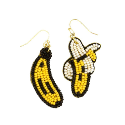 beaded banana dangle earrings