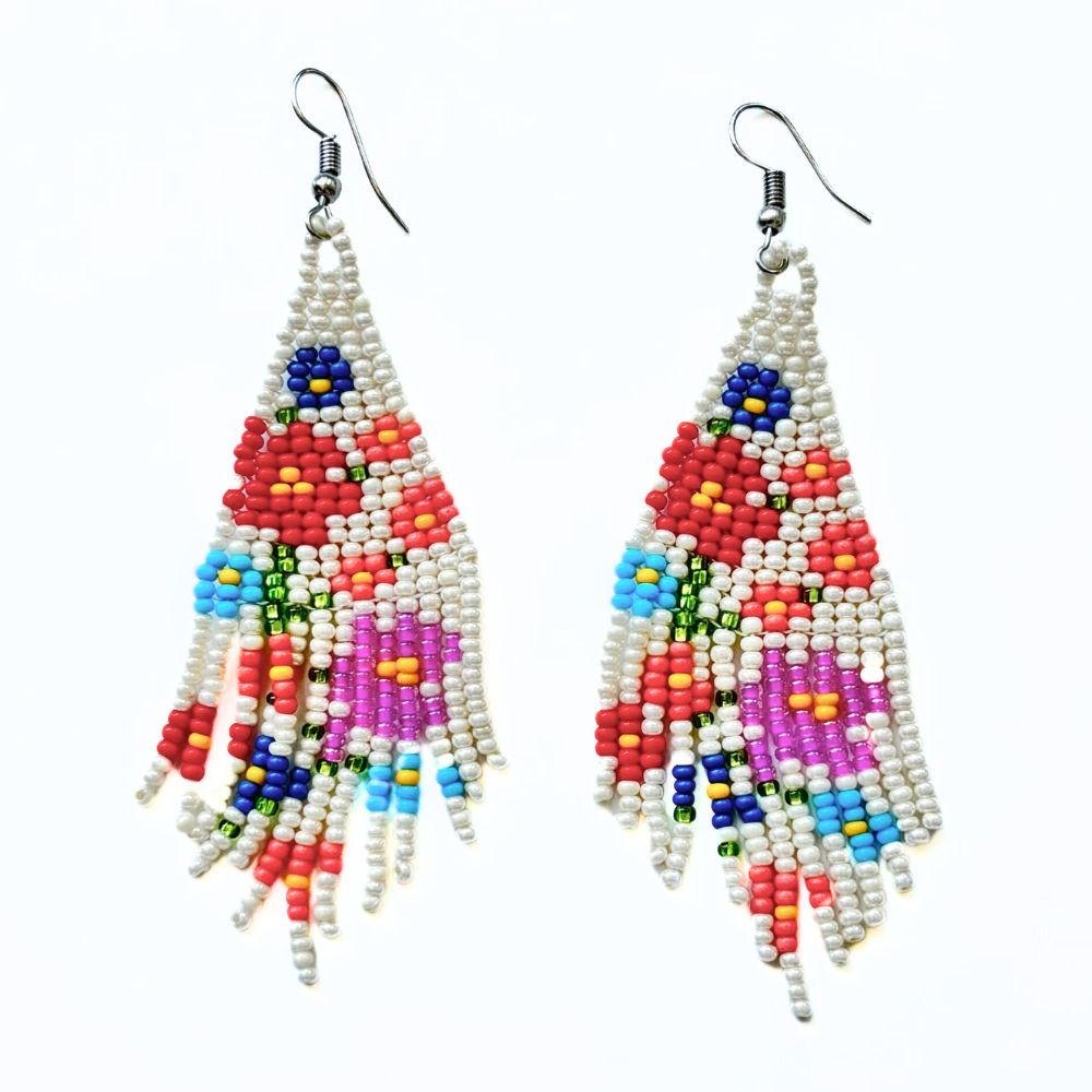 Colorful Beaded Earrings, Multicolor Glass Seed order Beads, Handmade Bead Jewelry, Unique Gift