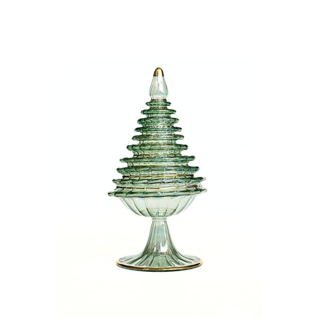 Blown Glass Tabletop Christmas Tree - green spruce