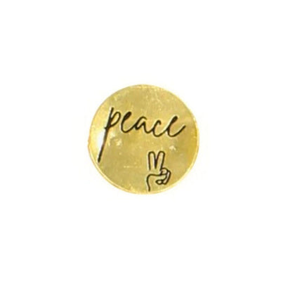 Brass Round Pin - Peace