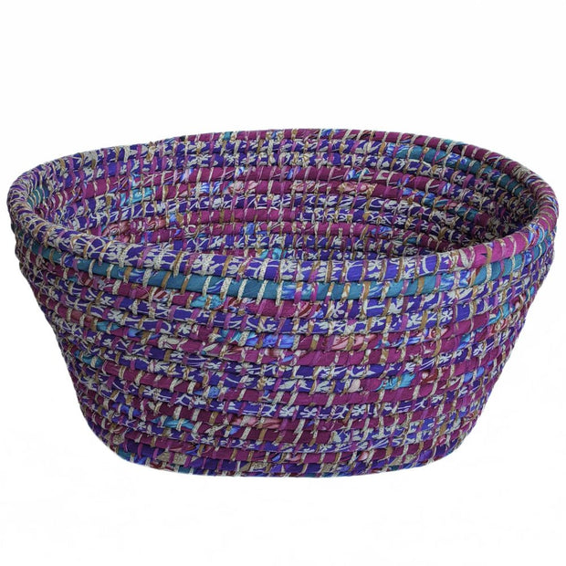Recycled Sari and Kaisa Grass Laundry Basket Option 2