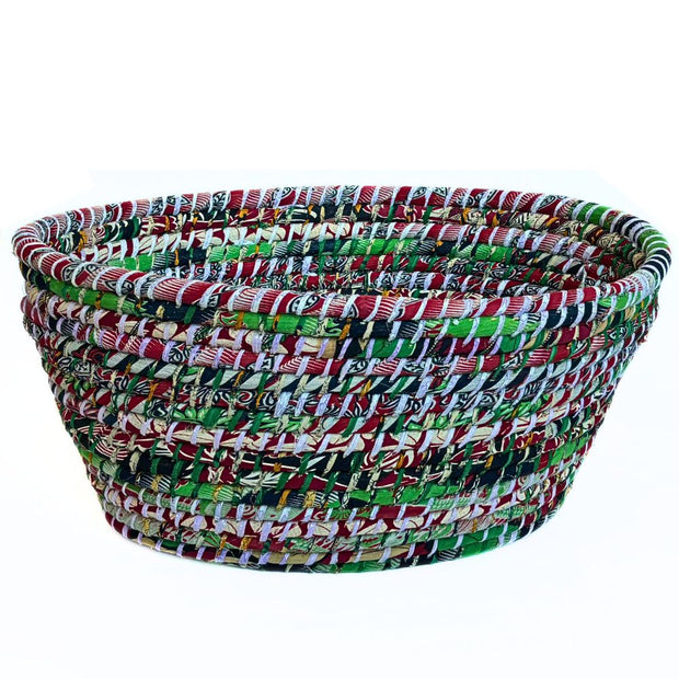 Recycled Sari and Kaisa Grass Laundry Basket Option 3