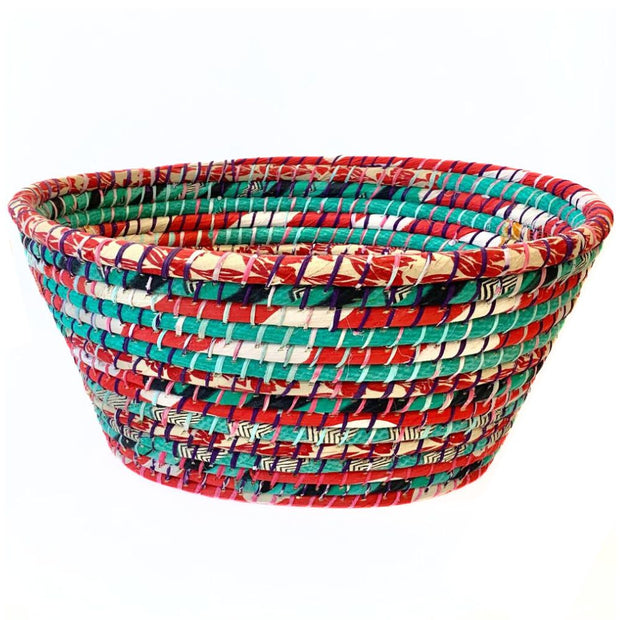 Recycled Sari and Kaisa Grass Laundry Basket Option 4
