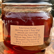 Premium Pure Raw Honey Glass Jar 10oz nutrition facts label