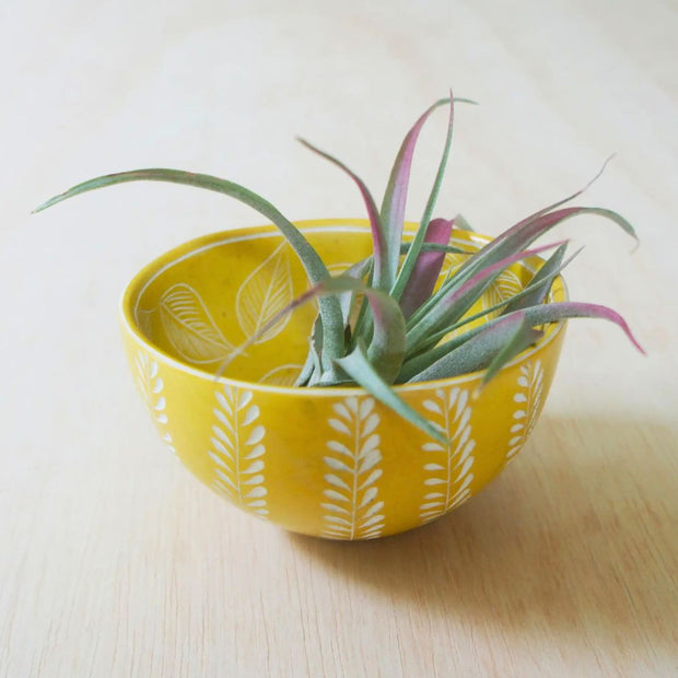 Double Pattern Soapstone Small Bowl - Yellow styled