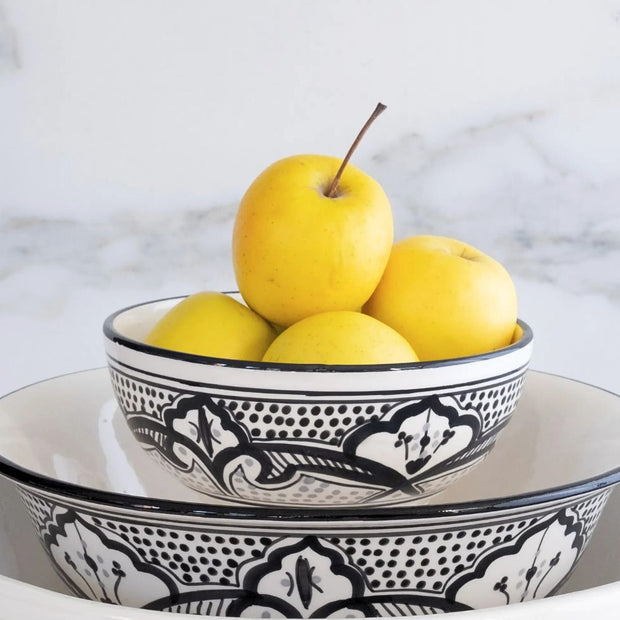 Haqima Hand-painted Cereal Bowl styled with apples